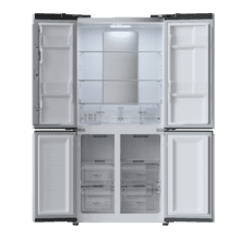 Bolero CoolMarket 4D 436 Inox E Frigorífico 4 puertas inox, 183cm alto y 83,6cm ancho, capacidad 436L, compresor Inverter Plus, Total No Frost, Alarma de puerta abierta, clase energética E. Además, cuenta con distintos modos como Fast Cooling y Fast Freezing, así como sistemas como MultiAirFlow, Metal Cooling y modo vacaciones.