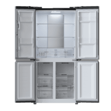 Bolero CoolMarket 4D 436 Dark E Réfrigérateur-congélateur à 4 portes en acier inoxydable foncé, 183 cm de hauteur et 83,6 cm de largeur, capacité de 436 litres, Total No Frost, classe énergétique E, mode Fast Cooling et Fast Freezing, système MultiAirFlow, mode Vacances et Metal Cooling.