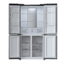 Bolero CoolMarket 4D 436 Black Glass E Frigorífico 4 puertas cristal negro, 183cm alto y 83,6cm ancho, capacidad 436L, compresor Inverter Plus, Total No Frost, Alarma de puerta abierta, clase energética E. Además, cuenta con distintos modos como Fast Cooling y Fast Freezing, así como sistemas como MultiAirFlow, Metal Cooling y Modo Vacaciones.