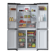Bolero CoolMarket 4D 436 Black Glass E Frigorífico 4 puertas cristal negro, 183cm alto y 83,6cm ancho, capacidad 436L, compresor Inverter Plus, Total No Frost, Alarma de puerta abierta, clase energética E. Además, cuenta con distintos modos como Fast Cooling y Fast Freezing, así como sistemas como MultiAirFlow, Metal Cooling y Modo Vacaciones.