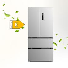 Bolero CoolMarket FD 436 Inox E Frigorífico puerta francesa inox, 183 cm de alto y 83,6 cm de ancho, capacidad 463L, compresor Inverter Plus, Total No Frost, clase energética E. Además, cuenta con distintos modos como Fast Cooling y Fast Freezing, así como sistemas como MultiAirFlow, Metal Cooling y modo vacaciones.