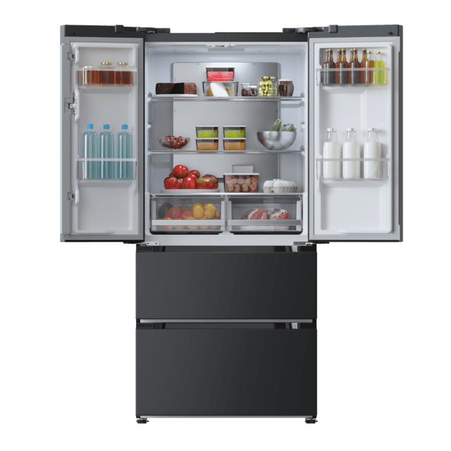 Bolero CoolMarket FD 436 Dark E Geladeira Dark 4 portas estilo francês, com grande capacidade de 510 L, 183 cm de altura, 84 cm de largura, classe energética E e inverter mais compressor. Além disso, possui diversos modos como Fast Cooling e Fast Freezing, além de sistemas como MultiAirFlow, Total NoFrost, Metal Cooling e Vacation Mode.