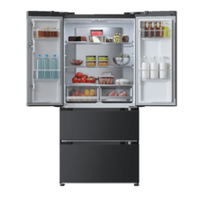 Bolero CoolMarket FD 436 Dark E Geladeira Dark 4 portas estilo francês, com grande capacidade de 510 L, 183 cm de altura, 84 cm de largura, classe energética E e inverter mais compressor. Além disso, possui diversos modos como Fast Cooling e Fast Freezing, além de sistemas como MultiAirFlow, Total NoFrost, Metal Cooling e Vacation Mode.