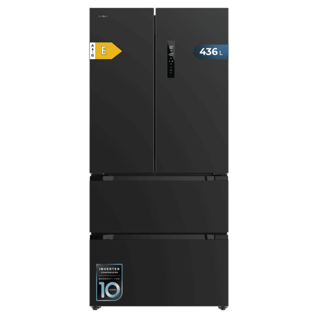 Bolero CoolMarket FD 436 Dark E Geladeira Dark 4 portas estilo francês, com grande capacidade de 510 L, 183 cm de altura, 84 cm de largura, classe energética E e inverter mais compressor. Além disso, possui diversos modos como Fast Cooling e Fast Freezing, além de sistemas como MultiAirFlow, Total NoFrost, Metal Cooling e Vacation Mode.