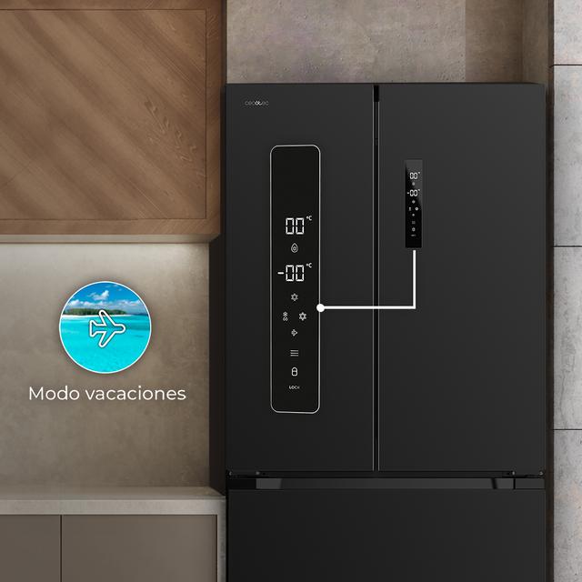 Bolero CoolMarket FD 436 Dark E Geladeira Dark 4 portas estilo francês, com grande capacidade de 510 L, 183 cm de altura, 84 cm de largura, classe energética E e inverter mais compressor. Além disso, possui diversos modos como Fast Cooling e Fast Freezing, além de sistemas como MultiAirFlow, Total NoFrost, Metal Cooling e Vacation Mode.