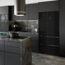 Bolero CoolMarket FD 436 Black Glass E Réfrigérateur-congélateur French Door en verre noir, 183 cm de hauteur et 83,6 cm de largeur, capacité de 436 litres, compresseur Inverter Plus, Total No Frost, classe énergétique E, mode Fast Cooling et Fast Freezing, système MultiAirFlow, mode Vacances et Metal Cooling.