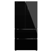 Bolero CoolMarket FD 436 Black Glass E Réfrigérateur-congélateur French Door en verre noir, 183 cm de hauteur et 83,6 cm de largeur, capacité de 436 litres, compresseur Inverter Plus, Total No Frost, classe énergétique E, mode Fast Cooling et Fast Freezing, système MultiAirFlow, mode Vacances et Metal Cooling.