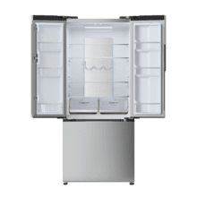 Bolero CoolMarket FD 499 Inox E Frigorífico puerta francesa inox, 178 cm de alto, 75,9 cm de  ancho y 74,2 cm de profundo, capacidad 499L, compresor Inverter Plus, Total No Frost, clase energética E. Además, cuenta con distintos modos como Fast Cooling y Fast Freezing, así como sistemas como MultiAirFlow, Metal Cooling y modo vacaciones.