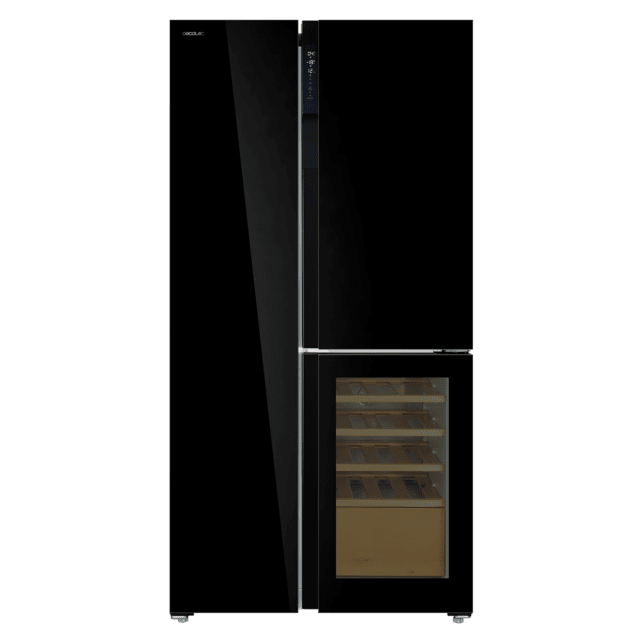 Bolero CoolMarket TDW 548 Black Glass E Frigorífico 3 puertas cristal negro con vinoteca, 183 cm alto, 91,1 cm ancho y 70,6cm profundo, capacidad 548L, compresor Inverter Plus, Total No Frost, clase energética E. Además, cuenta con distintos modos como Fast Cooling y Fast Freezing, así como sistemas como MultiAirFlow, Metal Cooling y modo vacaciones.