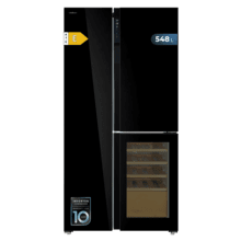 Bolero CoolMarket TDW 548 Black Glass E Frigorífico 3 puertas cristal negro con vinoteca, 183 cm alto, 91,1 cm ancho y 70,6cm profundo, capacidad 548L, compresor Inverter Plus, Total No Frost, clase energética E. Además, cuenta con distintos modos como Fast Cooling y Fast Freezing, así como sistemas como MultiAirFlow, Metal Cooling y modo vacaciones.