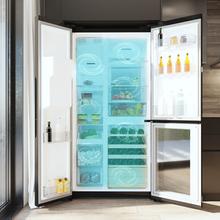 Bolero CoolMarket TDW 529 WID Black Glass E Frigorífico 3 puertas cristal negro con vinoteca y Icemaker, 183 cm alto, 91,1 cm ancho y 70,6cm profundo, capacidad 529L, compresor Inverter Plus, Total No Frost, clase energética E. Además, cuenta con distintos modos como Fast Cooling y Fast Freezing, así como sistemas como MultiAirFlow, Metal Cooling y modo vacaciones.