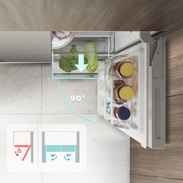 Bolero CoolMarket 4D 466 SBI Inox E Frigorífico americano acero Inoxidable de 466 L de capacidad, 193,5 x 84,4 cm, clase E, Total No Frost, Compresor Inverter Plus y Multi AirFlow; y con tecnologías Fast Cooling y FastFreezing, y el modo Smart y cajón convertible Fresh Zone Plus