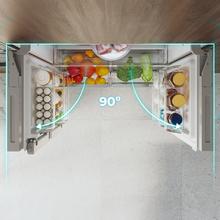 Bolero CoolMarket 4D 466 SBI Inox E Réfrigérateur américain en acier inoxydable d'une capacité de 466 L, 193,5 x 84,4 cm, classe E, Total No Frost, compresseur Inverter Plus et Multi AirFlow ; et avec les technologies Fast Cooling et FastFreezing, le mode Smart et le tiroir convertible Fresh Zone Plus
