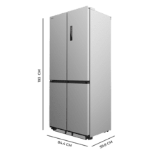 Bolero CoolMarket 4D 466 SBI Inox E Réfrigérateur américain en acier inoxydable d'une capacité de 466 L, 193,5 x 84,4 cm, classe E, Total No Frost, compresseur Inverter Plus et Multi AirFlow ; et avec les technologies Fast Cooling et FastFreezing, le mode Smart et le tiroir convertible Fresh Zone Plus