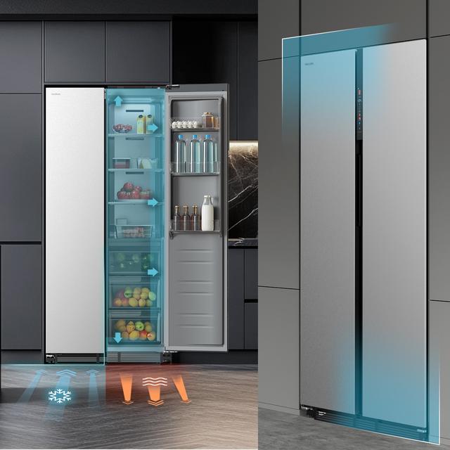 Bolero CoolMarket SBS 436 SBI Inox E Geladeira americana em aço inox com 436 L de capacidade, 184,8 x 84,4 cm, classe E, Total No Frost, Compressor Inverter Plus e Multi AirFlow; e com tecnologias Fast Cooling e Fast Freezing, e gaveta conversível Smart Mode e Fresh Zone Plus