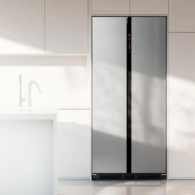 Frigorífico americano acero Inoxidable de 436 L de capacidad, 184,8 x 84,4 cm, clase E, Total No Frost, Compresor Inverter Plus y Multi AirFlow; y con tecnologías Fast Cooling y Fast Freezing, y  el Modo Smart y cajón convertible Fresh Zone Plus