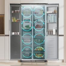 Frigorífico americano acero Inoxidable de 436 L de capacidad, 184,8 x 84,4 cm, clase E, Total No Frost, Compresor Inverter Plus y Multi AirFlow; y con tecnologías Fast Cooling y Fast Freezing, y  el Modo Smart y cajón convertible Fresh Zone Plus