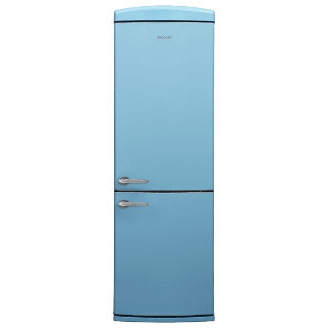 Bolero CoolMarket Combi Origin 294+ Blue E Frigorífico retro combi azul, 190cm de alto y 60 de ancho, capacidad 294L, Total No Frost, clase energética E, Multi Cooling, Ultra Fresh, Convertible Box, Multi Air Flow, Fast Freezing, Modo Eco, Botellero y Alarma en puerta.