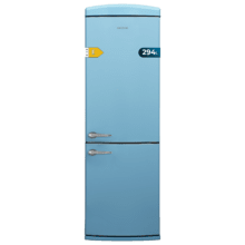 Bolero CoolMarket Combi Origin 294+ Blue E Frigorífico retro combi azul, 190cm de alto y 60 de ancho, capacidad 294L, Total No Frost, clase energética E, Multi Cooling, Ultra Fresh, Convertible Box, Multi Air Flow, Fast Freezing, Modo Eco, Botellero y Alarma en puerta.