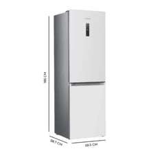 Bolero CoolMarket Combi 290 White Frigorífico combinado branco com 185 cm de altura e 59,5 cm de largura, com 290 litros de capacidade, Total No Frost, classe E e 1 gaveta para produtos frescos, adaptando-se a todas as suas necessidades.