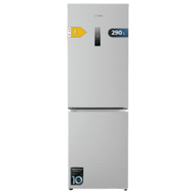 Bolero CoolMarket Combi 290 Inox Frigorífico combi inox de 185cm alto y 59,5cm de ancho con 290 litros de capacidad, total nofrost, clase E y 1 cajón para los productos frescos, Fast Cooling y y Fast Freezing, Modo Smart y Modo Vacaciones.