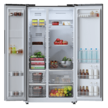 Bolero CoolMarket SBS 562 Dark D Frigorífico americano con 562 litros de capacidad, 177x91 cm, Clase D, NoFrost, Compresor Inverter, Display en puerta, Fast Freezing, Modo Smart, MultiAirFlow