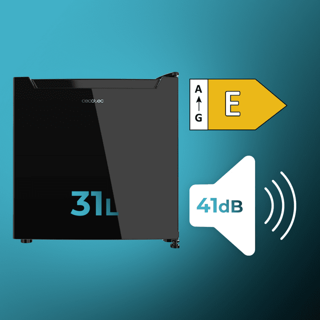 Bolero CoolMarket TT 31 Dual Black Glass E Mini frigorífico convertible en congelador con puerta de cristal negro y control de temperatura 0ºC a 5ºC y -24ºC a -16ºC. Capacidad para 31 Litros y medidas 49.6 Alto x 47.4 Ancho.