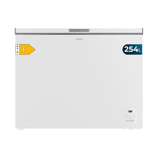 Bolero CoolMarket Chest 254 White E Congelador horizontal branco, 83,5cm de altura e 104cm de largura, com capacidade de 254 L, compressor Inverter Plus, conversível em refrigerador, classe energética E e com modo Fast Freezing