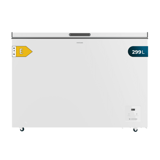 Bolero CoolMarket Chest 299 white E Cogelador horizontal blanco, 84,5cm alto y 111,5cm ancho, con 299 L de capacidad, compresor Inverter Plus, conversible a frigorífico, clase energética E y con modo Fast Freezing