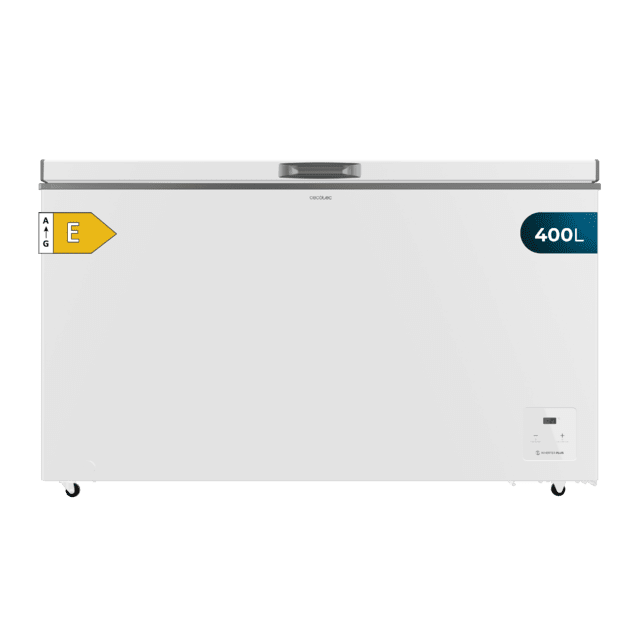 Bolero CoolMarket Chest 400 white E Cogelador horizontal blanco, 83,5cm alto y 136,5cm ancho, con 400 L de capacidad, compresor Inverter Plus, conversible a frigorífico, clase energética E, dos cestas y con modo Fast Freezing