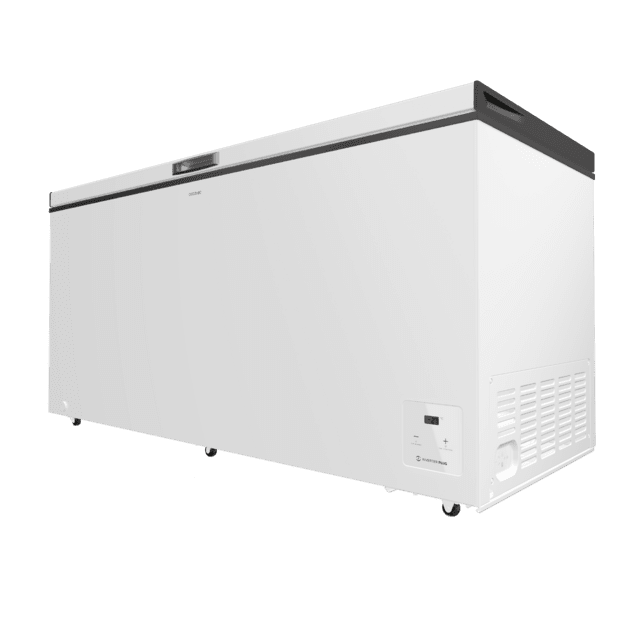 Bolero CoolMarket Chest 500 white E Arca congeladora horizontal branca com 83,5 cm de altura e 165 cm de largura, com capacidade para 500 L, compressor Inverter Plus, convertível em frigorífico, dois cestos, classe energética E e modo Fast Freezing.