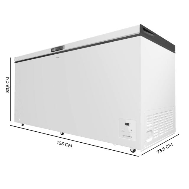Bolero CoolMarket Chest 500 weiß E Weißer horizontaler Gefrierschrank, 83,5 cm hoch und 165 cm breit, mit 500 l Fassungsvermögen, Inverter Plus-Kompressor, umwandelbar in Kühlschrank, Energieklasse E, zwei Körbe und mit Schnellgefriermodus