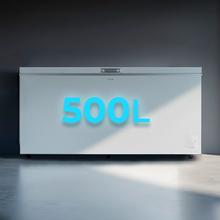 Bolero CoolMarket Chest 500 white E Arca congeladora horizontal branca com 83,5 cm de altura e 165 cm de largura, com capacidade para 500 L, compressor Inverter Plus, convertível em frigorífico, dois cestos, classe energética E e modo Fast Freezing.