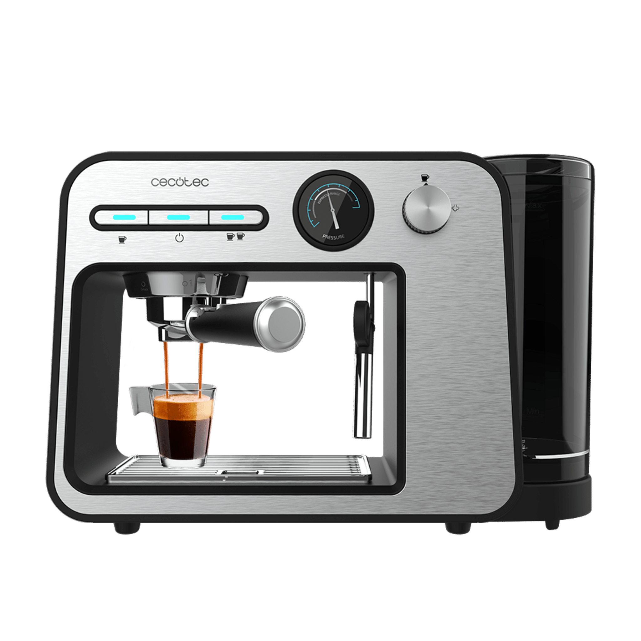 Power Espresso 20 Square Pro Espressomaschine mit 20 Riegeln, Thermoblock und Verdampfer.