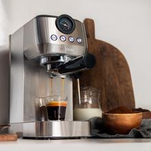 Power Espresso 20 Steel Pro Espressomaschine mit 20 Bar, Thermoblock und Dampfrohr.