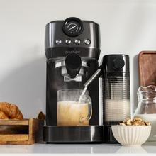 Power Espresso 20 Steel Pro Latte Halbautomatische Kaffeemaschine mit 20 bar, Manometer, Thermoblock und Milchtank.