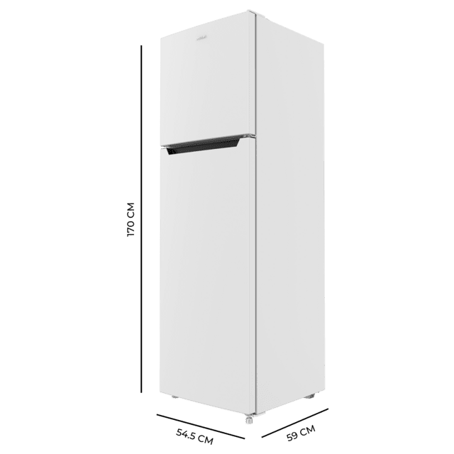 Bolero CoolMarket 2D 255 NF White E Frigorífico de 2 puertas color blanco de 170cm de alto y 54,5cm de ancho con gran capacidad de 255 Litros y Motor Inverter con 10 años de garantía. Sistema de conservación No Frost y clase energética E.