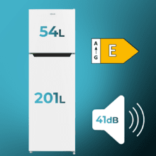 Bolero CoolMarket 2D 255 NF White E Frigorífico de 2 puertas color blanco de 170cm de alto y 54,5cm de ancho con gran capacidad de 255 Litros y Motor Inverter con 10 años de garantía. Sistema de conservación No Frost y clase energética E.