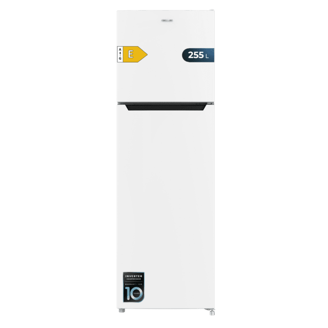 Bolero CoolMarket 2D 255 NF White E Frigorífico de 2 puertas color blanco de 170cm de alto y 54,5cm de ancho con gran capacidad de 255 Litros y Motor Inverter con 10 años de garantía. Sistema de conservación No Frost y clase energética E.