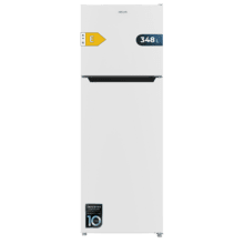 Bolero CoolMarket 2D 348 NF White E Frigorífico branco de 2 portas com 170 cm de altura e 59,5 cm de largura com uma grande capacidade de 348 litros e motor Inverter com 10 anos de garantia. Sem sistema de conservação No Frost e classe energética E.