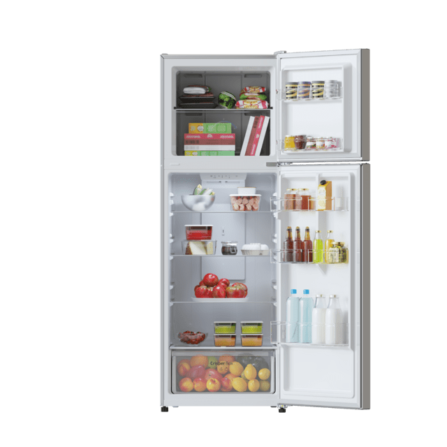 Bolero CoolMarket 2D 348 NF Inox E Frigorífico de 2 portas em aço inoxidável com 170 cm de altura e 59,5 cm de largura, com uma grande capacidade de 348 litros e motor Inverter com 10 anos de garantia. Sistema de conservação No Frost e classe energética E.