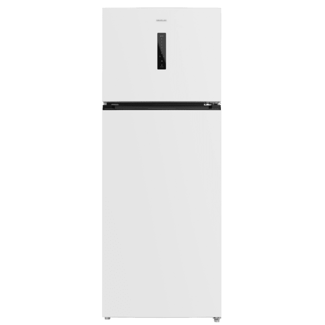 Bolero CoolMarket 2D 465 NF Branco E Geladeira 2 portas branca medindo 185,5cm de altura e 70,3cm de largura com grande capacidade de 465 Litros e Motor Inverter com garantia de 10 anos. Sistema de conservação No Frost e classe energética E.