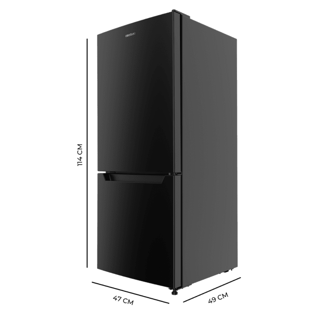 Bolero CoolMarket Combi 117 DF Black E Frigorífico de combi negro, 114cm de alto y 47cm de ancho 117 litros, Defrost, clase energética E y con modo Fast Freezing, Luz LED