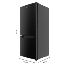 Bolero CoolMarket Combi 117 DF Black E Frigorífico de combi negro, 114cm de alto y 47cm de ancho 117 litros, Defrost, clase energética E y con modo Fast Freezing, Luz LED