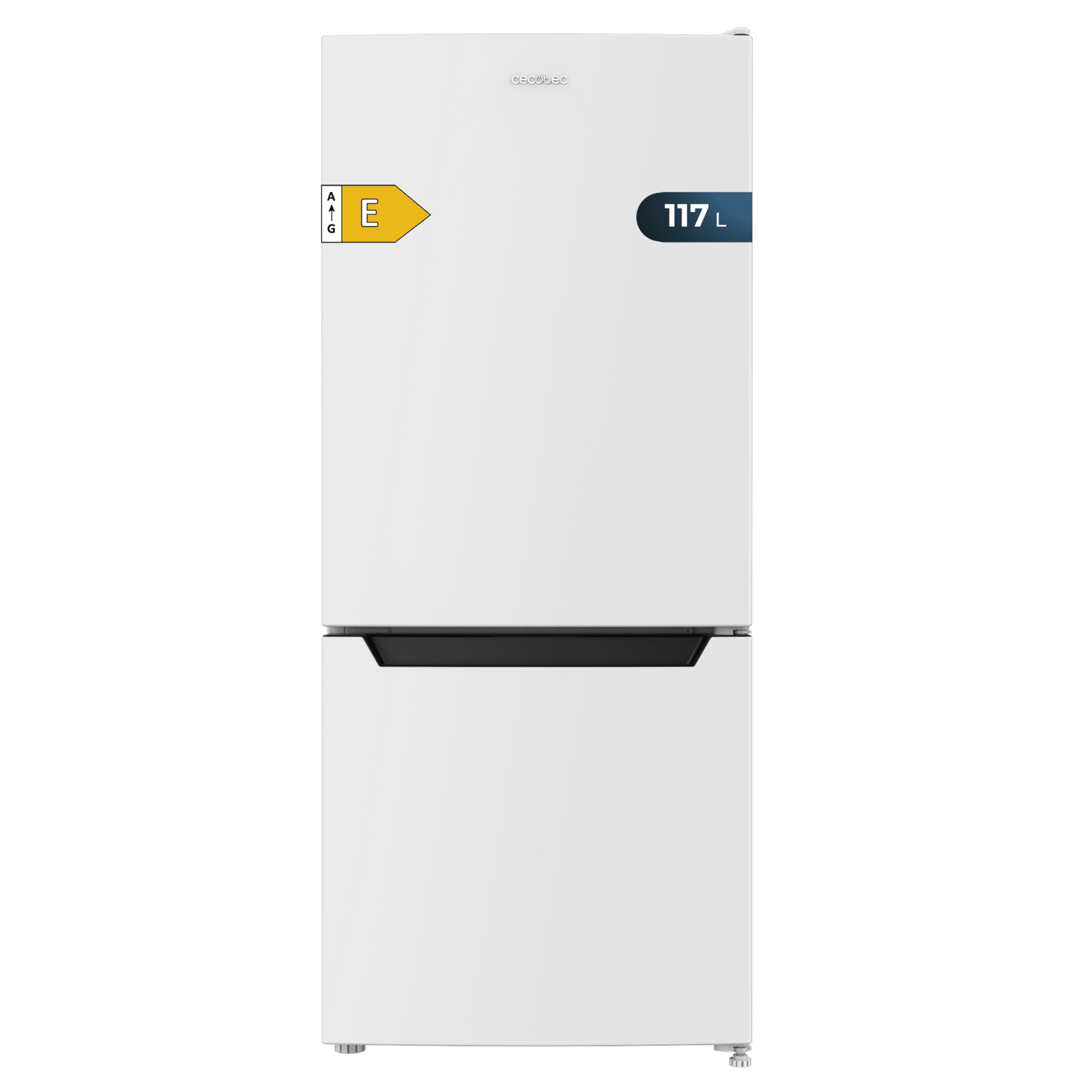 Bolero CoolMarket Combi 117 DF White E Frigorífico de duas portas branco, 114cm de altura e 47 de largura, 117 litros, Defrost, classe energética E e com modo Fast Freezing.