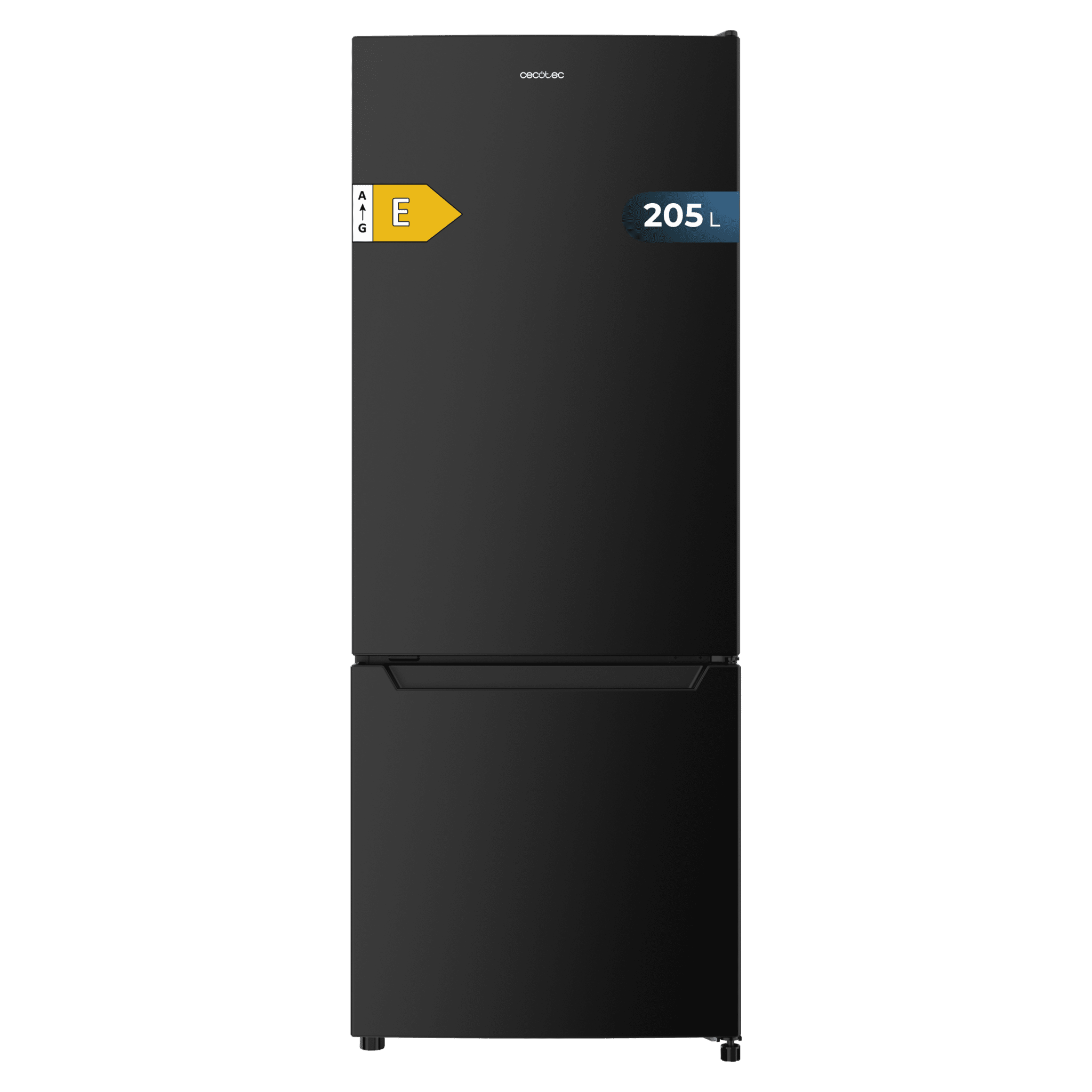 Réfrigérateur combiné Bolero CoolMarket Combi 205 DF Black E Black, 169 de haut et 54 de large, 117 litres, Dégivrage, classe énergétique E et avec mode Fast Cooling.