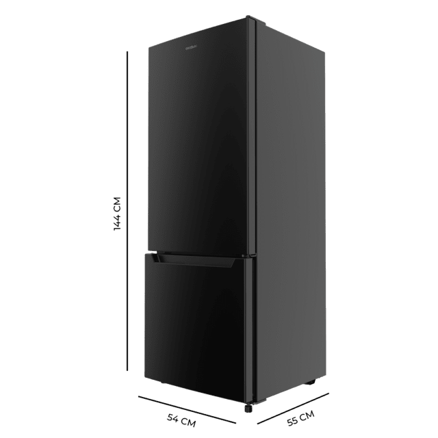 Bolero CoolMarket Combi 205 DF Black E Frigorífico combi negro, 144 de alto y 54 de ancho 117 litros, Defrost, clase energética E y con modo Fast Cooling.