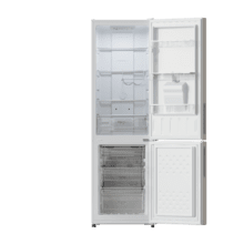 Bolero CoolMarket Combi 250 WD White Glass D Frigorífico combi cristal blanco, 180cm de alto y 55 cm de ancho, con 250 litros de capacidad, compresor Inverter Plus, Total No Frost, dispensador de agua, clase energética D y con sistema Multi Air Flow. Además, cuenta con el modo Fast Cooling y cajón Humidity Box con regulación de humedad así como alarmas de puerta abierta y fallo de funcionamiento.