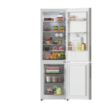 Bolero CoolMarket Combi 250 WD White Glass D Frigorífico combi cristal blanco, 180cm de alto y 55 cm de ancho, con 250 litros de capacidad, compresor Inverter Plus, Total No Frost, dispensador de agua, clase energética D y con sistema Multi Air Flow. Además, cuenta con el modo Fast Cooling y cajón Humidity Box con regulación de humedad así como alarmas de puerta abierta y fallo de funcionamiento.