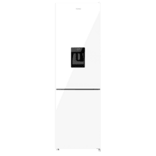 Bolero CoolMarket Combi 250 WD White Glass D Frigorífico combi cristal blanco, 180cm de alto y 55 cm de ancho, con 250 litros de capacidad, compresor Inverter Plus, Total No Frost, dispensador de agua, clase energética D y con sistema Multi Air Flow. Además, cuenta con el modo Fast Cooling y cajón Humidity Box con regulación de humedad así como alarmas de puerta abierta y fallo de funcionamiento.